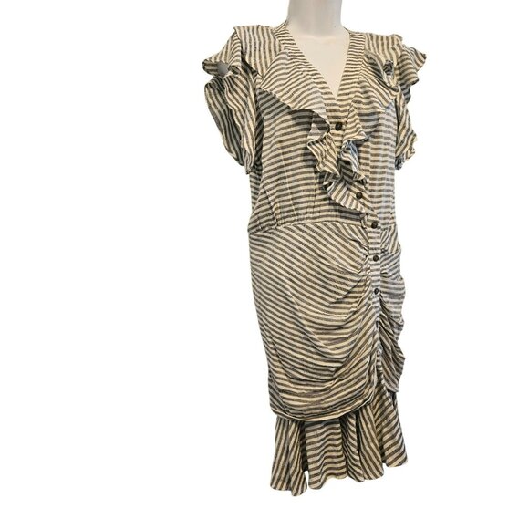 VERONICA BEARD Kai Striped Ruffle Dress Size 4 - Picture 6 of 8